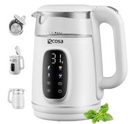 Ecosa Bollitore con regolazione della temperatura, vetro in acciaio inox, 1,7 litri, 2.200 Watt, senza BPA, con scelta della temperatura 40 °C - 100 °C - funzione di mantenimento al caldo