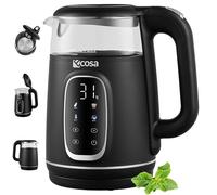 Ecosa Bollitore con regolazione della temperatura, vetro in acciaio inox, 1,7 litri, 2.200 Watt, senza BPA, con scelta della temperatura 40 °C - 100 °C - funzione di mantenimento del calore