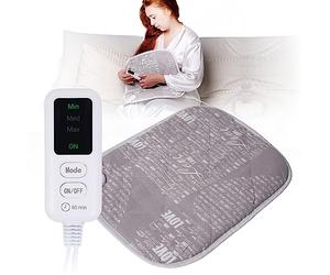 EcoSapiens Grigio, cuscino riscaldante elettrico, 40 x 50 cm, 100% cotone, 3 modalità di riscaldamento, timer da 60 minuti, per alleviare dolori al collo, spalle, schiena e dolori regolari,