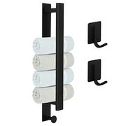 ECOSEAO Porta Asciugamani Senza Perforazione, Barra Asciugamani Bagno 304 Acciaio Inox, Porta Asciugamani Ospite Parete Autoadesivo, Porta Asciugamani Ospite 40 cm con Gancio per Bagno (Nero)