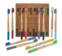 EcoSlurps Britush - Confezione da 12 spazzolini da denti in bambù, confezione multipla per un anno con ogni scatola etichettata all'interno della scatola interna, pluripremiato spazzolino da denti