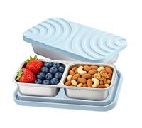 EcoSnack Stainless Steel Box - Multi Compartment Leakproof Lunch Container, Keeps Berries Separated, Prevents Exterior Spills, Resists Rust Stains, Durable Metal Snackle Tray | For School Kids