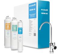 Ecosoft CROSS 60 - Filtro ad osmosi inversa, flusso diretto da 1 l/min, tecnologia ecologica a risparmio d'acqua, display intelligente, sostituzione delle cartucce fai da te