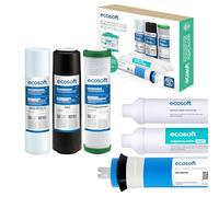 Ecosoft Pure AquaCalcium Mint - Set di 6 filtri di ricambio per osmosi inversa, membrana RO 75 GPD e remineralizzatore di calcio, cambio ogni 12 mesi