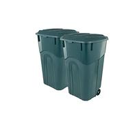 ECOSolutions - Pattumiera da esterni con ruote da 32 galloni, con coperchio a scatto e manici resistenti, colore verde ecologico, struttura resistente, perfetto per cortile, terrazza o garage,
