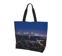 Ecosostenibile Borsa Di Tela Los Angeles Skyline Shopping Bag Con Tasca Interna Borsa Tote Tracolla Per Uso Viaggi, Palestra, Regali, 40X50X15Cm