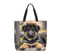 Ecosostenibile Borsa Di Tela Shepherd German Dog Puppy Borsa Donna Impermeabile Borsa Tote Bag Per Shopping, Scuola, Regali, 40X50X15Cm