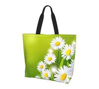 Ecosostenibile Borsa Stoffa Shopper Daisies Flowers Borsa Da Spiaggia Lavabile Shopper Borsetta Per Palestra, Regali, Shopping, 40X50X15Cm