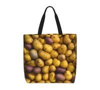 Ecosostenibile Borsa Stoffa Shopper Many Potatoes Print Borsa Donna Casual Busta Spesa Per Shopping, Scuola, Regali, 40X50X15Cm