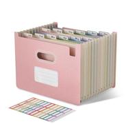 EcoStash Cartella Portadocumenti A4, 12 Tasche Porta Documenti in Paglia di Grano, Raccoglitore Documenti Espandibile, Apertura Superiore, Senza BPA, Ritorno alla Natura, Vita Sana - Rosa Fragola
