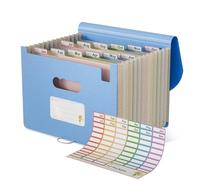 EcoStash Cartella Portadocumenti A4, 12 Tasche Porta Documenti in Paglia di Grano, Raccoglitore Documenti Espandibile per Ufficio Casa, Senza BPA, Ritorno alla Natura,Vita Sana - Blu Professionale