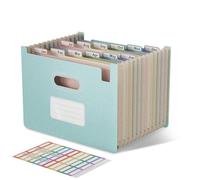 EcoStash Cartella Portadocumenti A4, 12 Tasche Porta Documenti in Paglia di Grano, Raccoglitore Documenti Espandibile, Apertura Superiore, Senza BPA, Ritorno alla Natura, Vita Sana - Azzurro Cielo