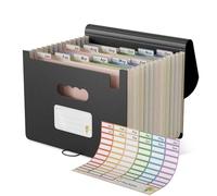 EcoStash Cartella Portadocumenti A4, 12 Tasche Porta Documenti in Paglia di Grano, Raccoglitore Documenti Espandibile per Ufficio Casa, Senza BPA, Ritorno alla Natura, Vita Sana - Nero Naturale
