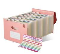 EcoStash Cartella Portadocumenti A4, 26 Tasche Porta Documenti in Paglia di Grano, Raccoglitore Documenti Espandibile per Ufficio Casa, Senza BPA, Ritorno alla Natura, Vita Sana - Rosa Fragola
