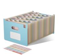 EcoStash Cartella Portadocumenti A4, 26 Tasche Porta Documenti in Paglia di Grano, Raccoglitore Documenti Espandibile, Apertura Superiore, Senza BPA, Ritorno alla Natura, Vita Sana - Azzurro Cielo