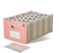 EcoStash Cartella Portadocumenti A4, 26 Tasche Porta Documenti in Paglia di Grano, Raccoglitore Documenti Espandibile, Apertura Superiore, Senza BPA, Ritorno alla Natura, Vita Sana - Rosa Fragola