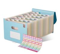 EcoStash Cartella Portadocumenti A4, 26 Tasche Porta Documenti in Paglia di Grano, Raccoglitore Documenti Espandibile per Ufficio Casa, Senza BPA, Ritorno alla Natura, Vita Sana - Azzurro Cielo