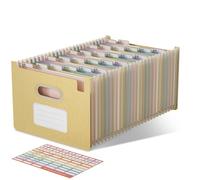 EcoStash Cartella Portadocumenti A4, 26 Tasche Porta Documenti in Paglia di Grano, Raccoglitore Documenti Espandibile, Apertura Superiore, Senza BPA, Ritorno alla Natura, Vita Sana - Giallo Grano