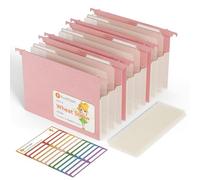 EcoStash Cartelle portadocumenti sospese espandibili in paglia di grano, formato A4, con tasche da 12 cm, grande capacità, per schedario, 100% senza BPA, ritorno alla natura, vita sana, rosa fragola