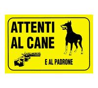 EcoTarga di informazione "Attenti al cane e al padrone" 20 x 30 cm Assortito