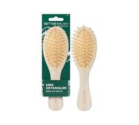 EcoTools Mini spazzola districante per capelli, spazzola per capelli bagnati o asciutti, resistente al calore, mini spazzola per capelli districante e acconcia, spazzola piatta da viaggio, bambù
