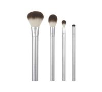 EcoTools Precious Metals, kit di pennelli per il trucco per guance e occhi, per ombretto, fard e prodotti in polvere, ecologici, non testati sugli animali, in alluminio riciclato, cromato, set da 4