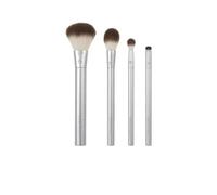 EcoTools Precious Metals, kit di pennelli per il trucco per guance e occhi, per ombretto, fard e prodotti in polvere, ecologici, non testati sugli animali, in alluminio riciclato, cromato, set da 4