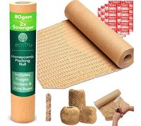 ecoTru Carta da regalo a nido d'ape UK 36 cm x 100 m, marchio britannico ecologico alternativa a bolle per traslochi, imballaggi biodegradabili, carta da imballaggio per scatole di spedizione