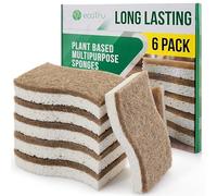 EcoTru - Confezione da 6 spugne naturali per lavare i piatti, spugne da cucina ecologiche del marchio britannico, spugne e strofinacci compostabili in cellulosa e cocco, spugne biodegradabili