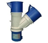 ADATTATORE 1 SPINA INDUSTRIALE 2P+T 16A 250V 2 PRESE INDUSTRIALI 16A 250V IP44