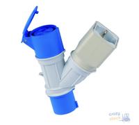 Ecova Adattatore Industriale 2 uscite Ip 20 Presa Schuko 230V