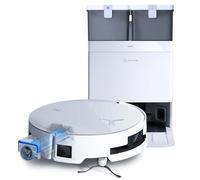 ECOVACS DEEBOT X8 OMNI Robot Aspirapolvere Lavapavimenti con Stazione Auto-Pulente, 18000Pa, Spazzola OZMO ROLLER Auto-Lavaggio Mocio Istantaneo con Acqua Calda a 75℃, Asciugatura Aria Calda, Bianco