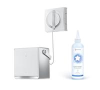 ECOVACS W2 OMNI Robot Lavavetri con Stazione Multifunzione, per la Pulizia di Finestre e Vetrate, Rilevamento Intelligente dei Bordi, 12 Livelli di Sicurezza + 230mL Soluzione detergente originale