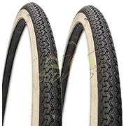ECOVELO 2 Copertoni 26 x 1 3/8 (37-590) BiancoNeri DEESTONE per Bicicletta Olanda, Stradale, Adulto, Bicicletta, Vintage | Pneumatici Stradali Bianco Neri in Gomma Bici