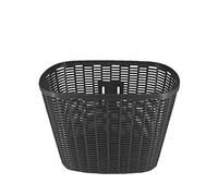CESTINO ANTERIORE BICICLETTA CESTO PORTA OGGETTI IN PLASTICA STILE VIMINI CESTELLO BICI UNIVERSALE (Nero)