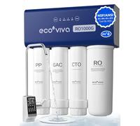Ecoviva Depuratore Acqua Sottolavello, Osmosi Inversa 0,0001μm, 1000GPD (3785L/g), Rapporto Acqua Pura/Scarto 3:1, Rubinetto Intelligente LED, Design Senza Serbatoio, Installazione Rapida