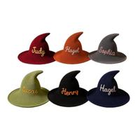 ECOVOYGGE Cappello da strega per bambini di Halloween, cappello da mago ricamato a maglia, accessorio riutilizzabile per cosplay, per dolcetto o scherzetto