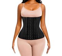 ECOWALSON Corsetto Modellante Waist Trainer da Donna, Corsetto Pancia Piatta, con estensore con Supporti in Acciaio - Nero - Small