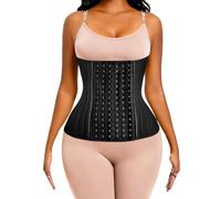 ECOWALSON Corsetto Modellante Waist Trainer da Donna, Corsetto Pancia Piatta, con estensore con Supporti in Acciaio - Nero - XX-Small