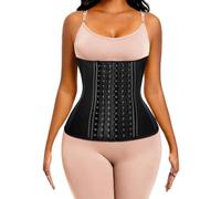 ECOWALSON Corsetto Modellante Waist Trainer da Donna, Corsetto Pancia Piatta, con estensore con Supporti in Acciaio - Nero - Large