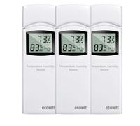 Ecowitt WN31 - Sensore di temperatura e igrometro wireless a 8 canali, misuratore di temperatura e umidità con display LCD (non utilizzabile come sensore di temperatura e umidità esterna), 3 pezzi