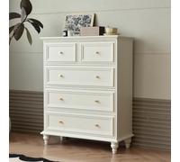 Ecoxsnz Cassettiera con 5 cassetti, cassettiera e credenze con robusto telaio in acciaio, 80 x 35 x 100 cm, design retrò per camera da letto, soggiorno (bianco, 80 x 35 x 100 cm)