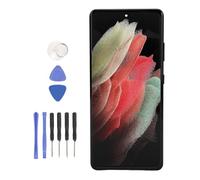 Écran de Remplacement pour S21 Ultra 5G OLED G998B EU, Version Internationale 6,8 Pouces LED Tactile Numériseur avec Cadre et Capteur D' Digitales (Silver)