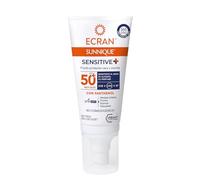 Ecran Sunnique Sensitive - Fluido protettivo viso per viso e scollatura FPS +50 | Formula con pantenolo, impermeabile, senza profumo e alcool per pelli sensibili, 50 ml