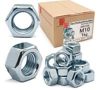 Écrou esagonale M10, 1 kg (env. 100 pezzi), acier zingué DIN 934, filetage métrique standard, boulon 16 mm et tige filetée, fissaggio intérieure et extérieure, résistance 6