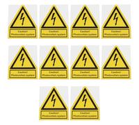 ECSiNG 10 Adesivi Di Avvertimento Gialli Autoadesivi Caution! Photovoltaic System 10x12 Cm Per Uso Elettrico Industriale