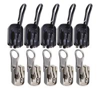 ECSiNG 10 cerniere reversibili di ricambio con cerniera numero 5, con kit di arresto a forma di U per tende da esterno e vestiti bifacciali (5 pezzi nero e 5 pezzi argento)