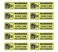 ECSiNG 10 Pezzi Adesivi Di Avvertimento Dashcam Adesivo Di Avvertimento In PVC 89x28mm Adesivo Di Registrazione Dash Cam Di Avvertimento Adesivo Per Videocamera Esterna Per Auto
