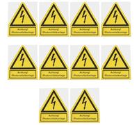 ECSiNG 10 Pezzi Di Adesivi Di Avvertimento Gialli Autoadesivi Achtung! Photovoltaikanlage 10x12cm Per Uso Elettrico Industriale