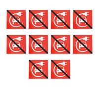 ECSiNG 10 Pezzi di Segnale di Avvertimento di Ricarica per Auto Adesivo Lucido in PVC Impermeabile 50x50 Mm Non Ricarica Veicoli Elettrici